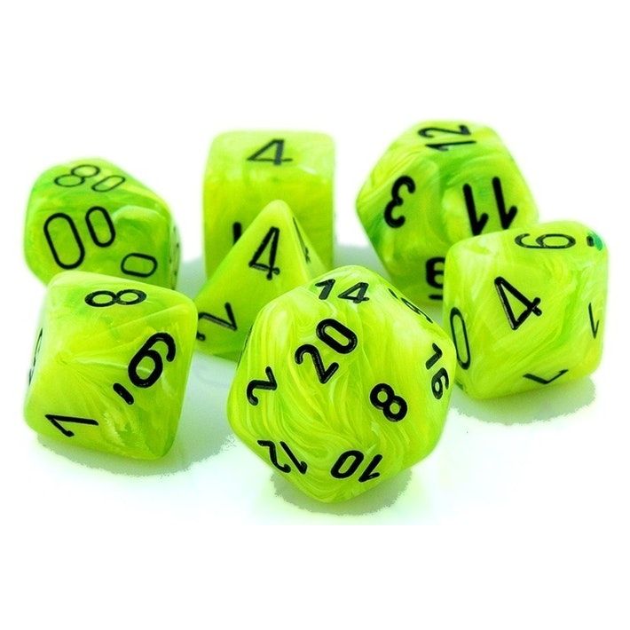 Vortex: Mini-Polyhedral Bright Green/black 7-Die Set