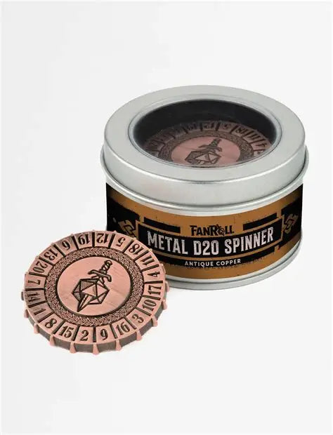 Metal D20 Spinner: Antique Copper