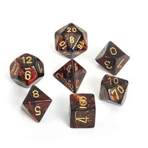 Scarab: Mini-Polyhedral Blue Blood/gold 7-Die Set