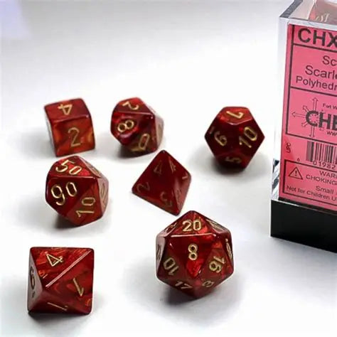 Scarab: Mini-Polyhedral Scarlet/gold 7-Die Set
